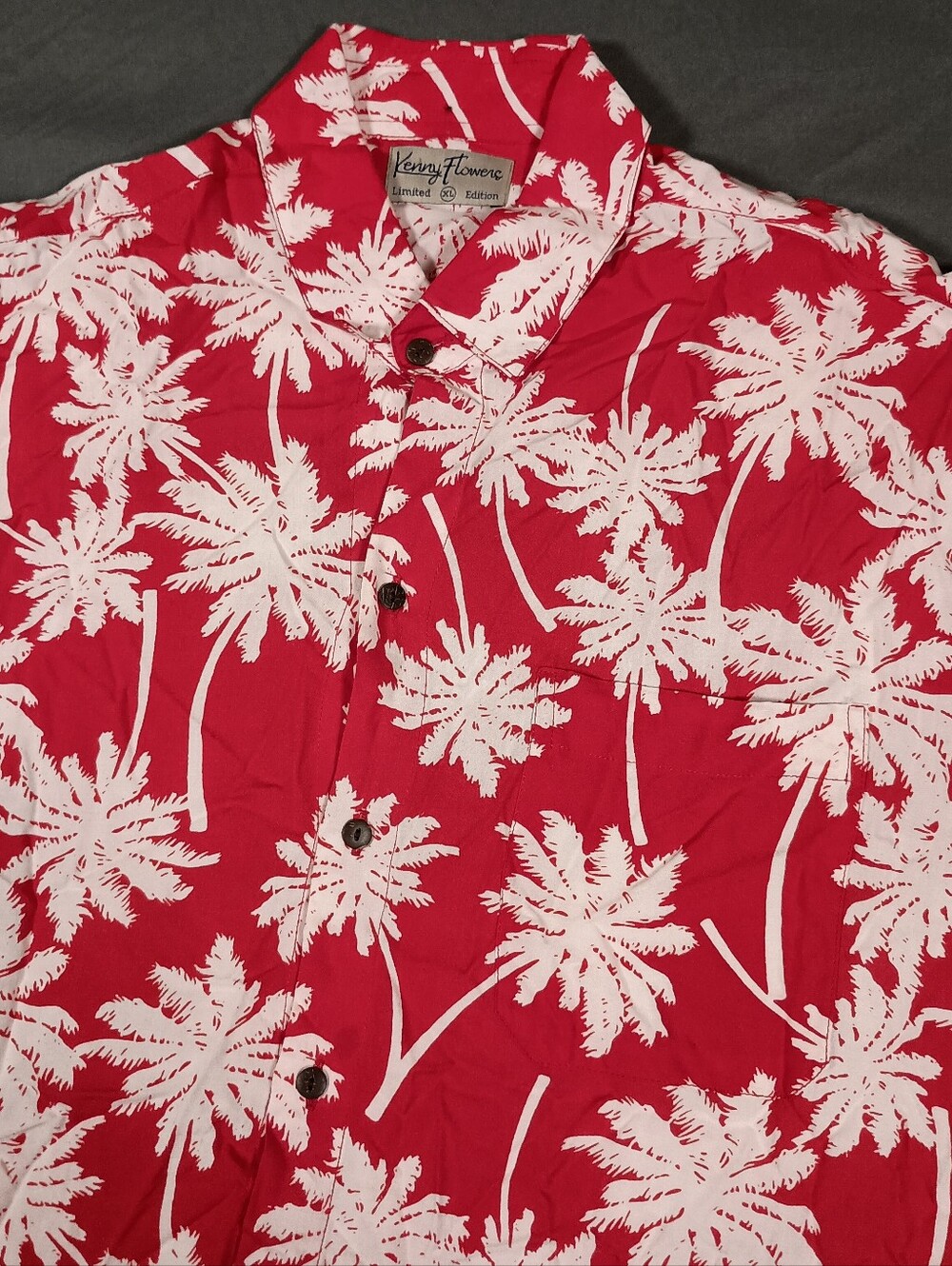 Kenny Flowers Limited Edition Men's XL White Palm Trees AOP Hawaiian Shirt